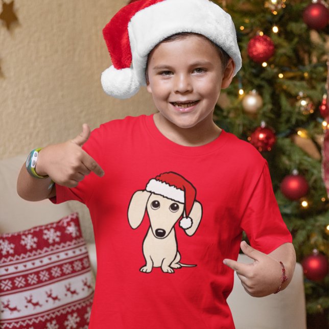 T-shirt Crème Dachshund mignonne Père Noël Chien Noël (Créateur téléchargé)