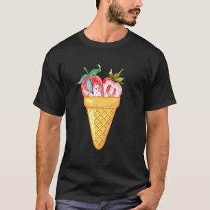 T-shirt Crème De Glace Aux Fraises - Collecte De Fruits Et