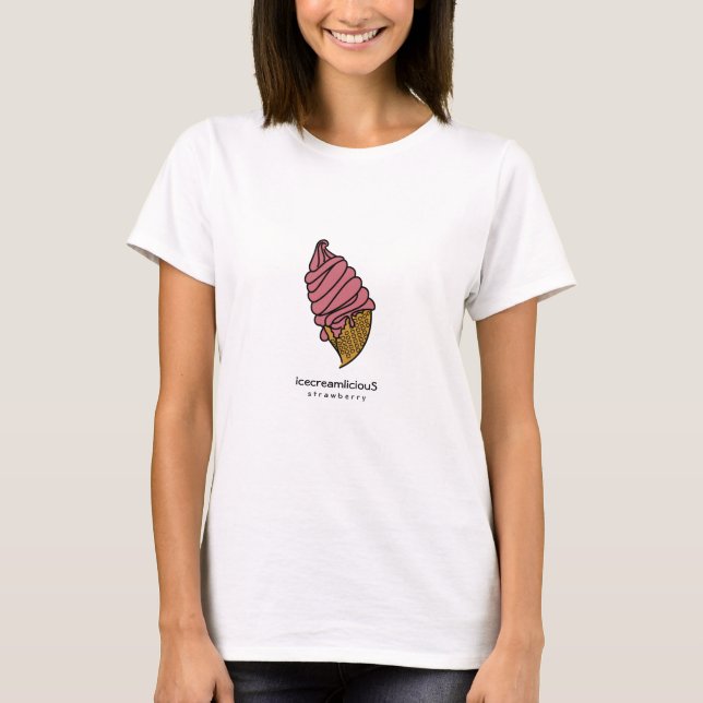 T-shirt Crème de glace de fraise rose Cone icecreamliciou  (Devant)