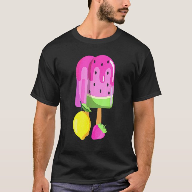 T-shirt Crème de glace pastèque fraise citron glace Pop ro (Devant)