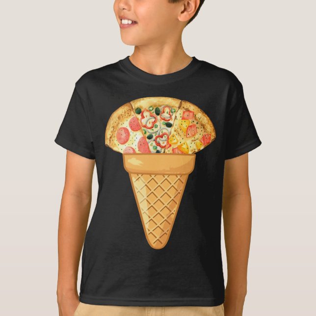 T-SHIRT CRÈME DE GLACE PIZZA - NOURRITURE RAPIDE ET CRÈME  (Devant)