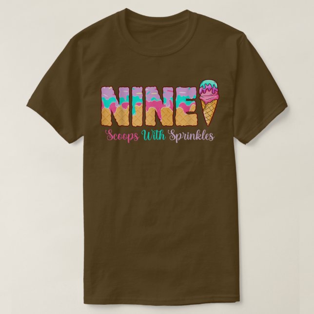 T-shirt Crème glacée 9e anniversaire fille 9 ans mignonne  (Design devant)