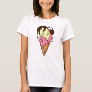 T-shirt Crème glacée à crâne de banane de fraise douce