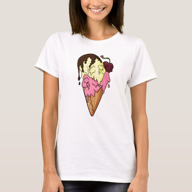 T-shirt Crème glacée à crâne de banane de fraise douce (Devant)