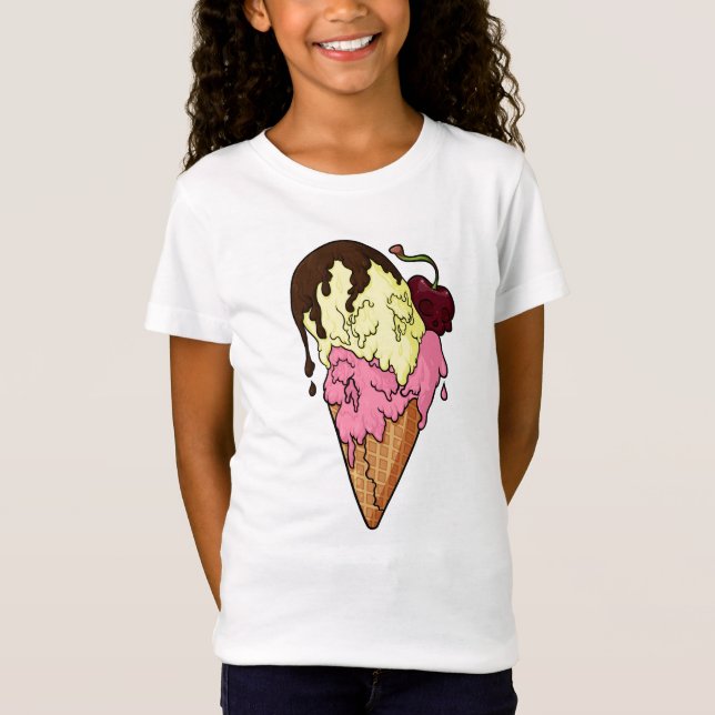 T-Shirt Crème glacée à crâne de banane de fraise douce (Devant)