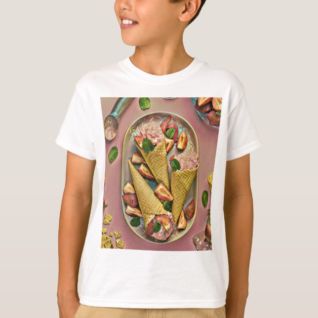 T-shirt Crème glacée aux fraises (Devant)