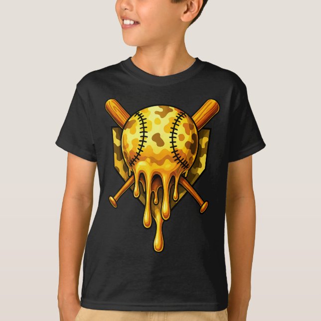 T-shirt Crème glacée Baseball Drip Design Camo Cool  (Devant)