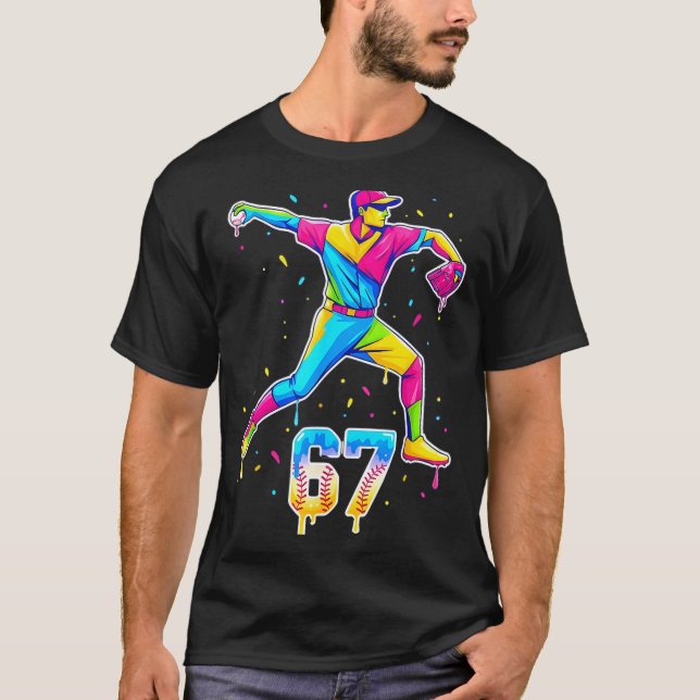 T-shirt Crème Glacée Baseball Drip Numéro 67 Joueur Ou 67e (Devant)