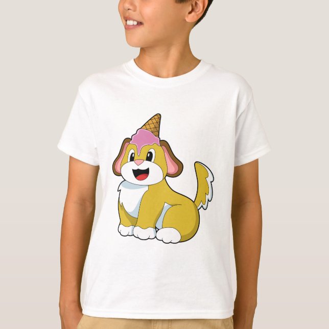 T-shirt Crème glacée Chien avec gaufre (Devant)