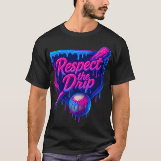 T-shirt Crème Glacée de Baseball qui Dégouline Respectez l
