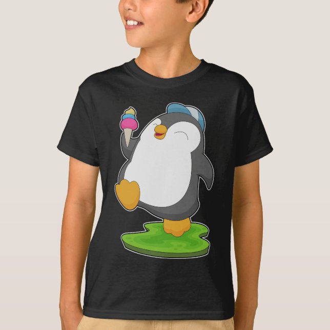 T-shirt Crème glacée de gaufre de pingouin (Devant)