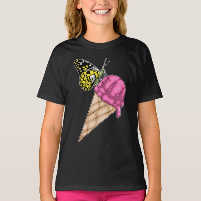 T-shirt Crème glacée de la gaufre papillon (Devant)