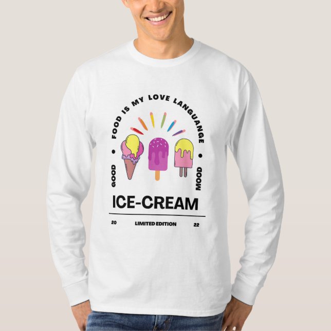 T-shirt Crème glacée La nourriture est ma langue d'amour (Devant)