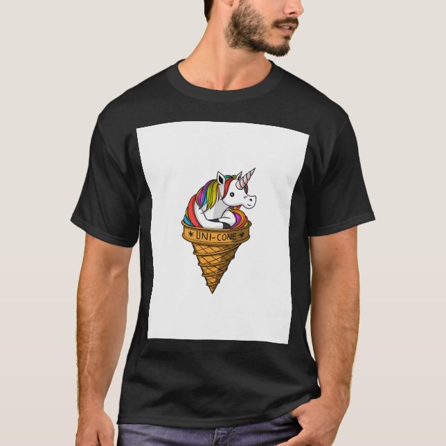 T-shirt Crème Glacée Licorne (Devant)