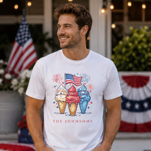 T-shirt Crème Glacée Patriotique Moderne Famille Personnal