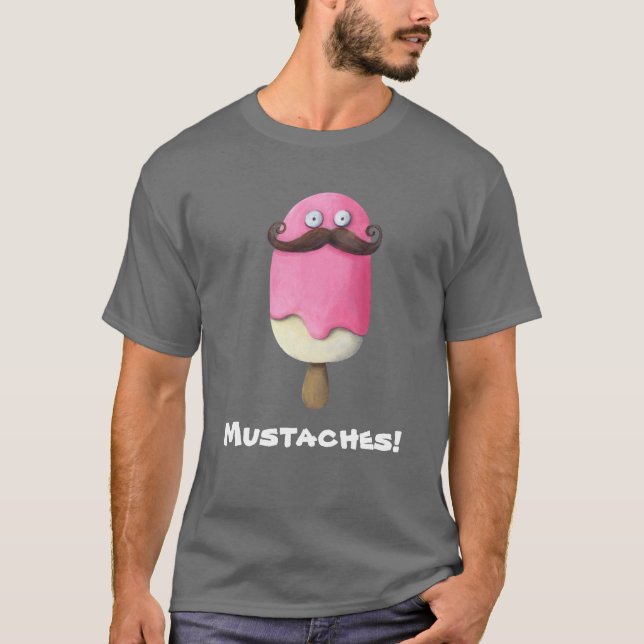 T-shirt Crème glacée rose avec des moustaches (Devant)