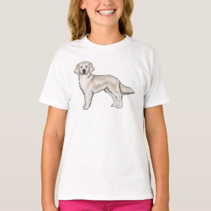 T-shirt Crème Golden Retriever mignonne Cartoon Canine Chi