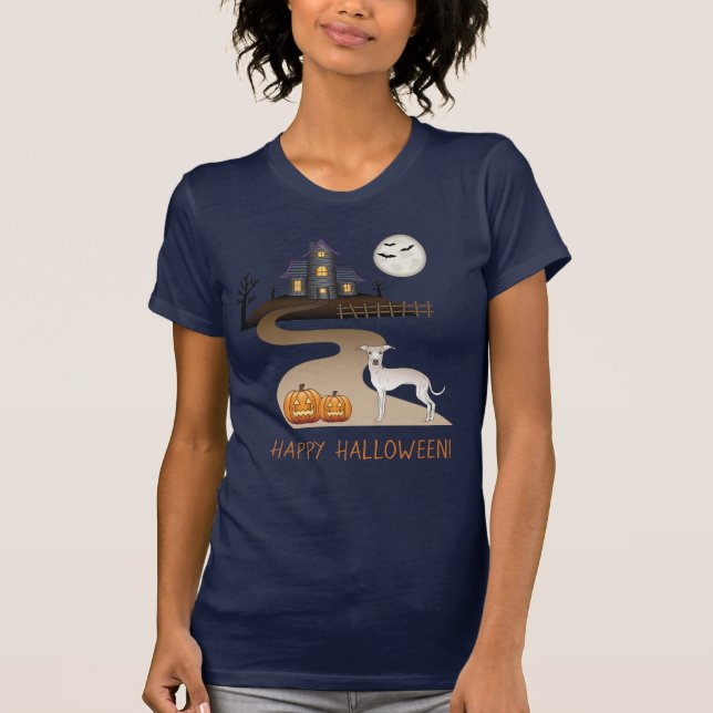 T-shirt Crème Iggy mignonne Chien Et Halloween Maison Hant (Devant)
