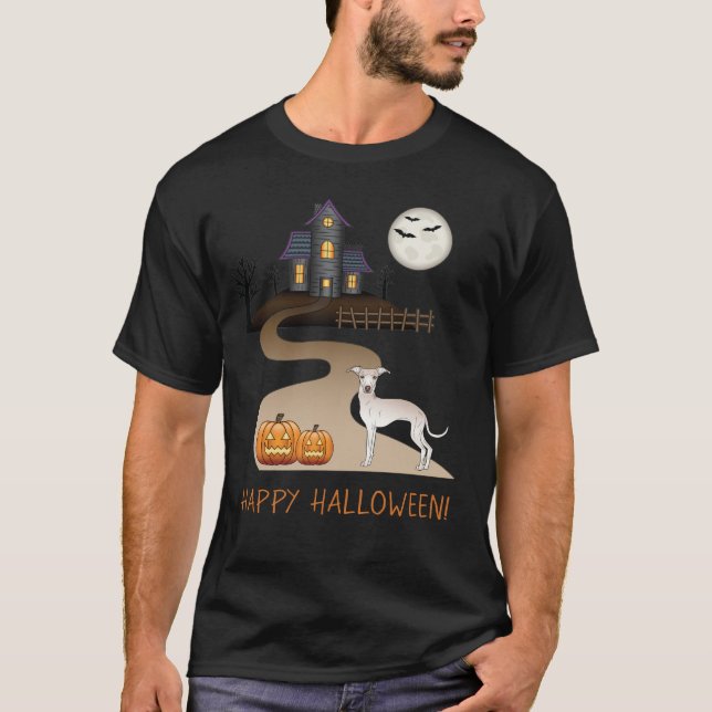 T-shirt Crème Iggy mignonne Chien Et Halloween Maison Hant (Devant)