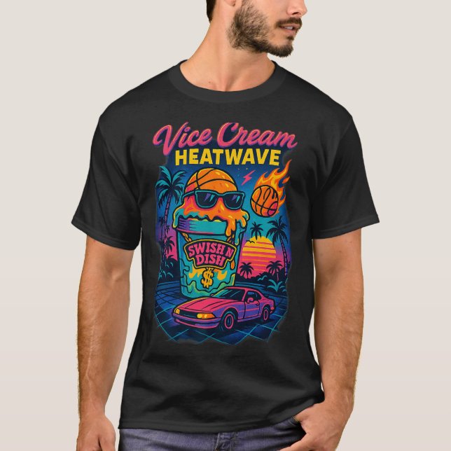 T-shirt Crème vice canicule rétro miami glace floride (Devant)