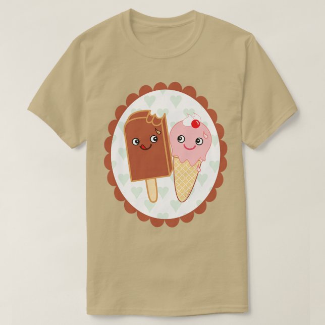 T-shirt Crèmes glacées en amour (Design devant)