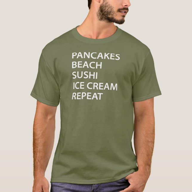 T-shirt Crêpes Plage Sushi Glace Répéter (Devant)
