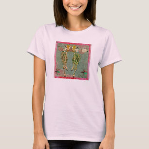 T-shirt crépusculaire rose de girafes d'or