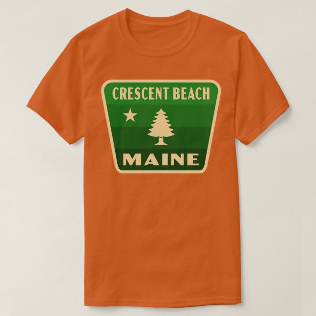 T-shirt Crescent Beach Maine Pine rétro Badge vert (Design devant)