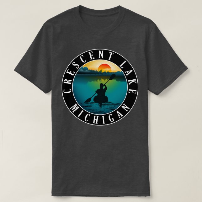 T-shirt Crescent Lake Kayaking Michigan Sunset (Design devant)