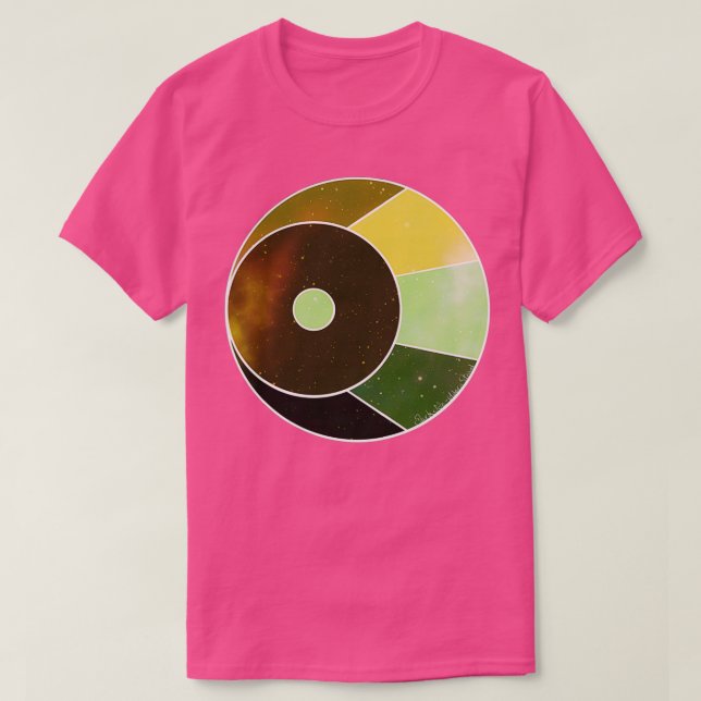 T-shirt Crescent Lune de fantaisie vert et jaune (Design devant)