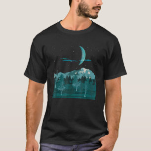T-shirt Crescent Moon Mountain Hiker Forêt Arbres Nature H