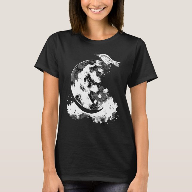 T-shirt Crescent Moon Raven Sorcière Astrologie esthétique (Devant)