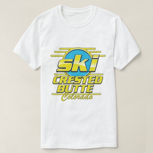 T-shirt Crested Butte Colorado logo des années 80 (Design devant)