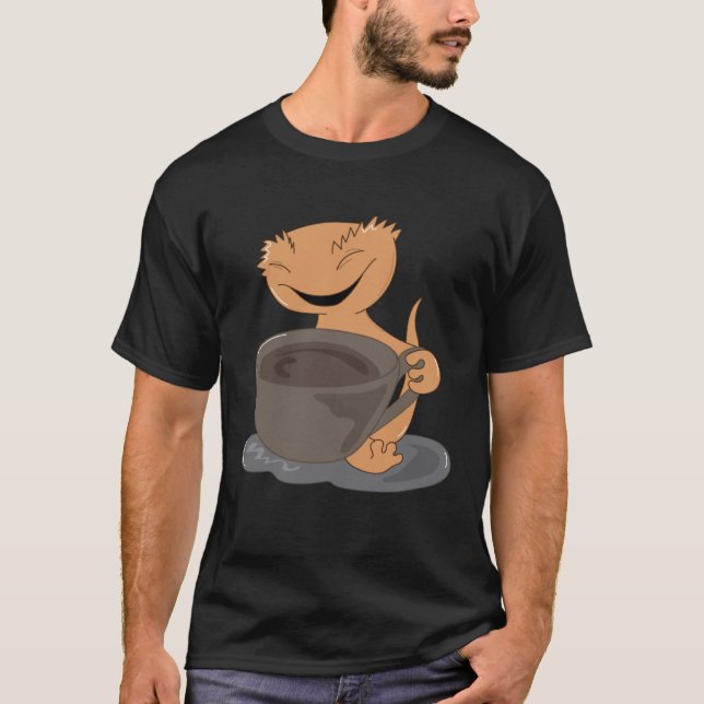 T-shirt Crested Gecko Coffee Cute Lizard Lazy Office Monda (Devant)