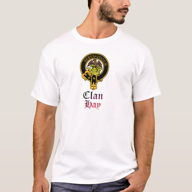 T-shirt Crête de foin et nom écossais de clan de tartan (Devant)