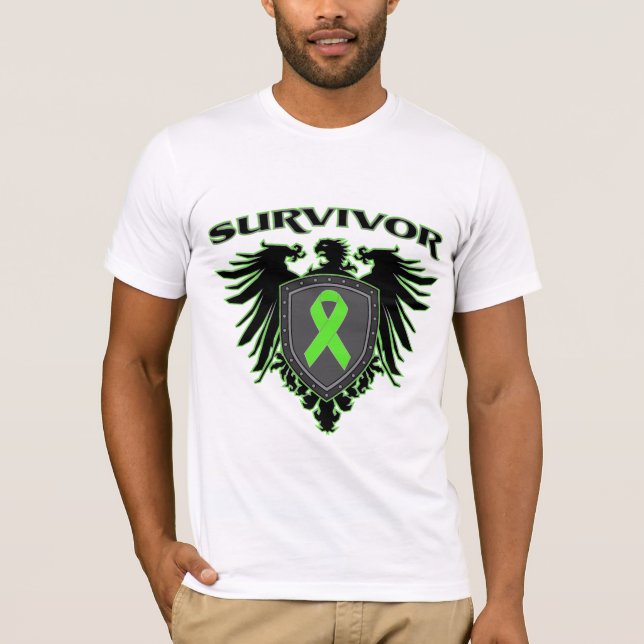 T-shirt Crête de survivant de Cancer de lymphome (Devant)
