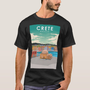 T-shirt Crète Grèce Minimal grec Voyage Skyline de jour