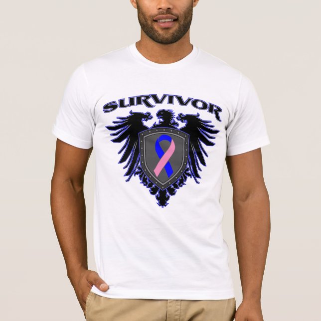 T-shirt Crête masculine de survivant de cancer du sein (Devant)
