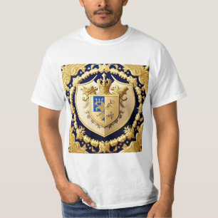 T-shirt Crête Ornementale Dorée Élégante avec Bouclier