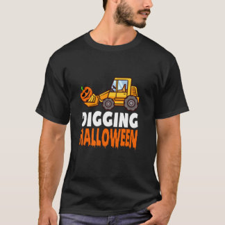 T-shirt Creusage Halloween Citrouille Truck Excavator Kids