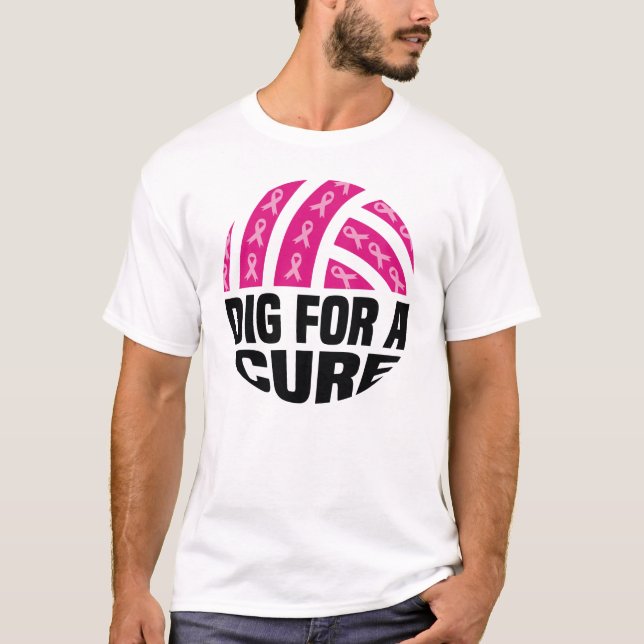 T-shirt Creuse Pour Un Volleyball Cure Octobre Cancer Du S (Devant)
