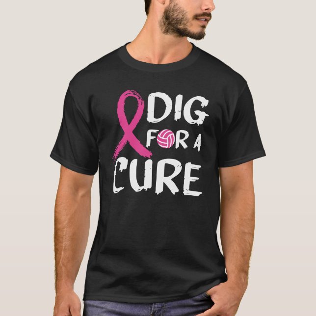 T-shirt Creuse Pour Un Volleyball Cure Octobre Cancer Du S (Devant)