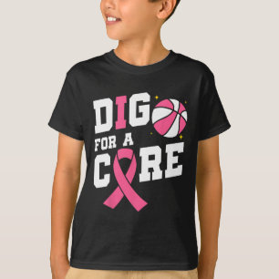 T-shirt Creuser Pour Une Guérison Sketll Ruban Rose Cancer
