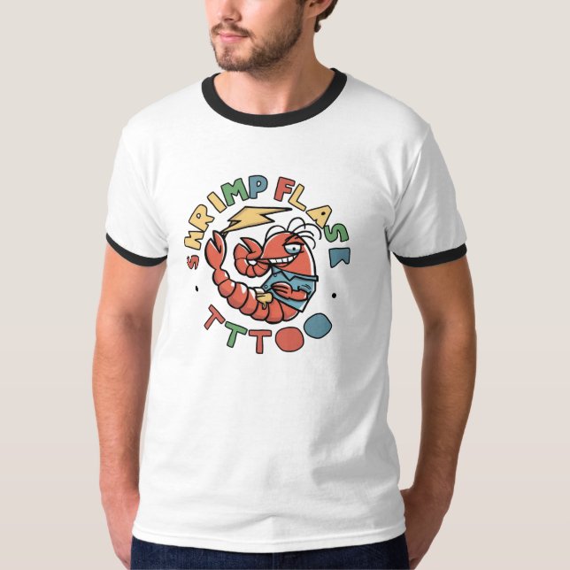 👕 T-shirt 🍤 crevette Flash tatouage pour hommes (Devant)