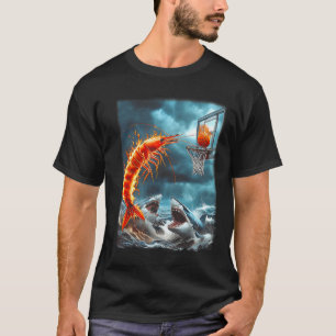 T-shirt Crevette qui plonge sur des requins Mème drôle d'o
