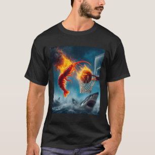 T-shirt Crevette qui plonge sur un requin Mème de pêche dr