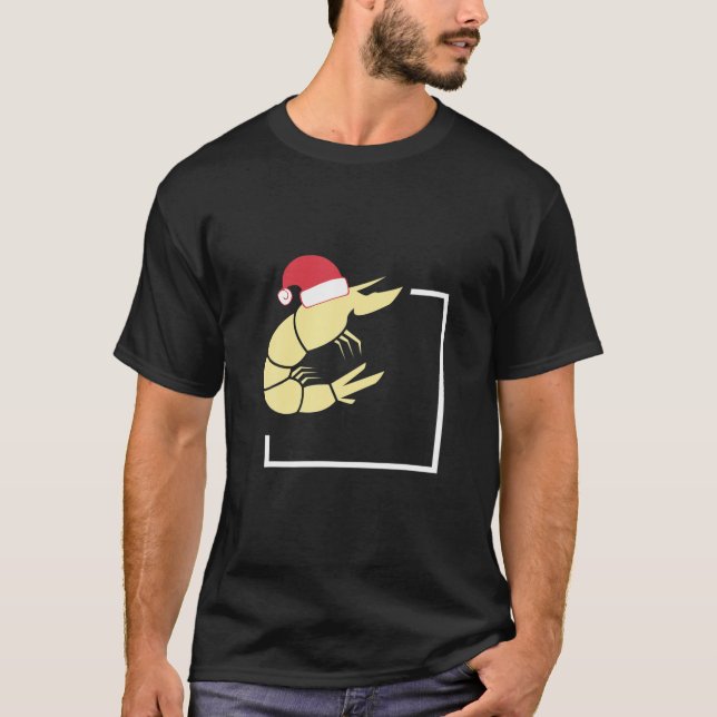 T-shirt Crevettes de Noël - crevettes avec le chapeau de S (Devant)