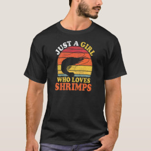 T-shirt Crevettes Poisson Vintage Juste Une Fille Qui Aime