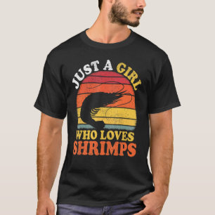 T-shirt Crevettes Poisson Vintage Juste Une Fille Qui Aime