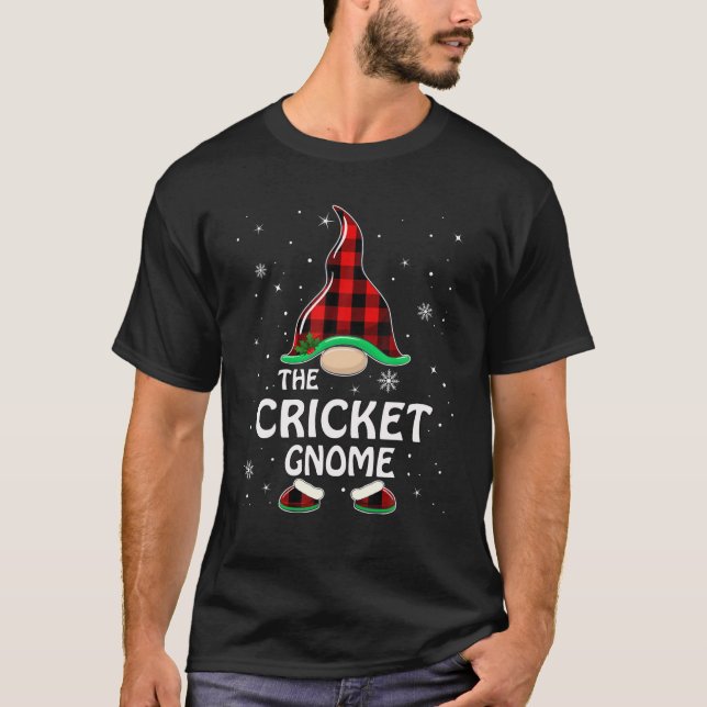 T-shirt Cricket Gnome Buffalo Plaid Matching Famille Chris (Devant)